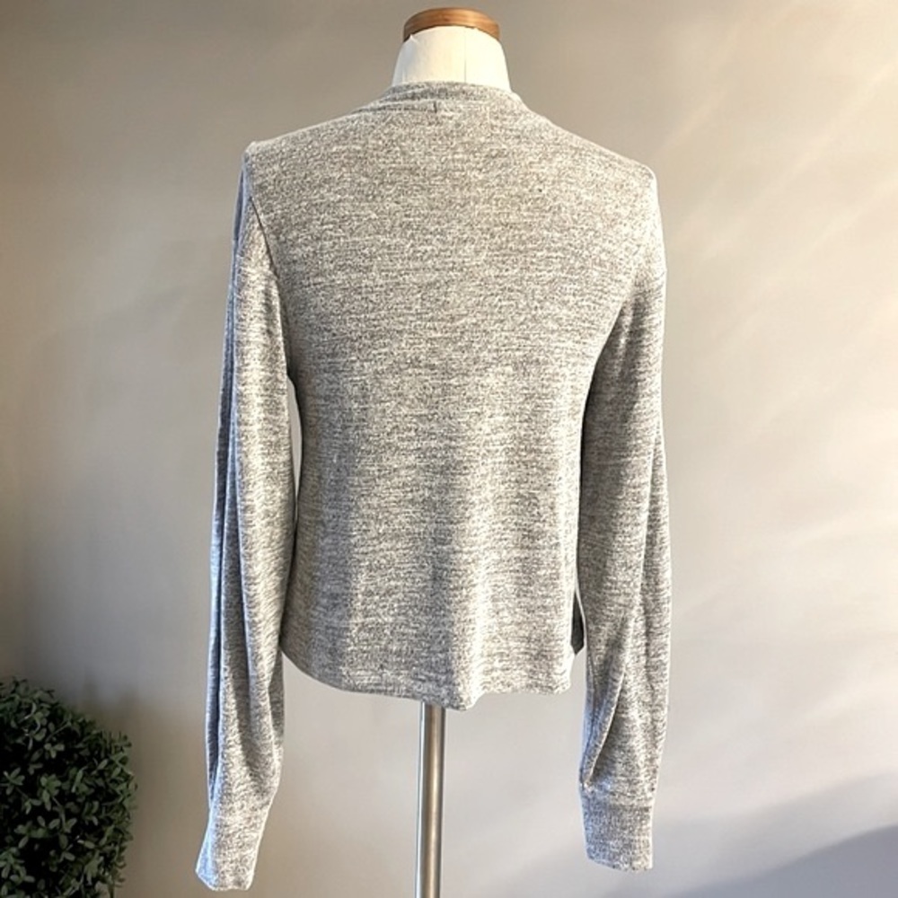 Rag and Bone Heather gray mock neck  long sleeve crop lightweight sweater Small - Picture 2 of 9